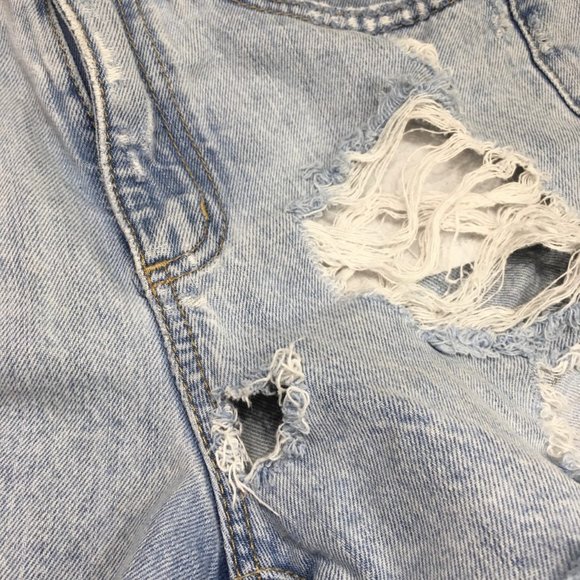 Garage Denim MOM Festival Short Mid Rise Light Wash Distressed Size 01 - Picture 12 of 13